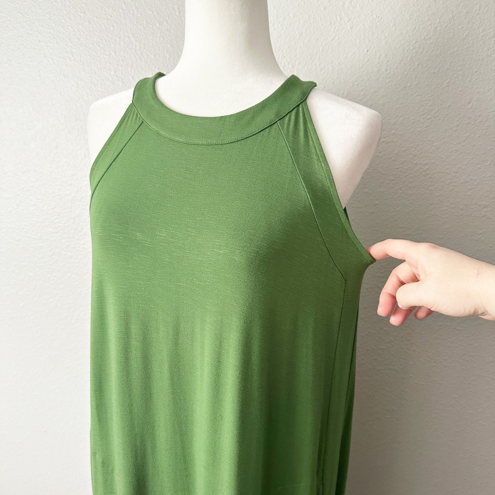 J. Jill Green Halter Maxi Dress Women's Size Small Sleeveless Side Slits - Picture 3 of 10
